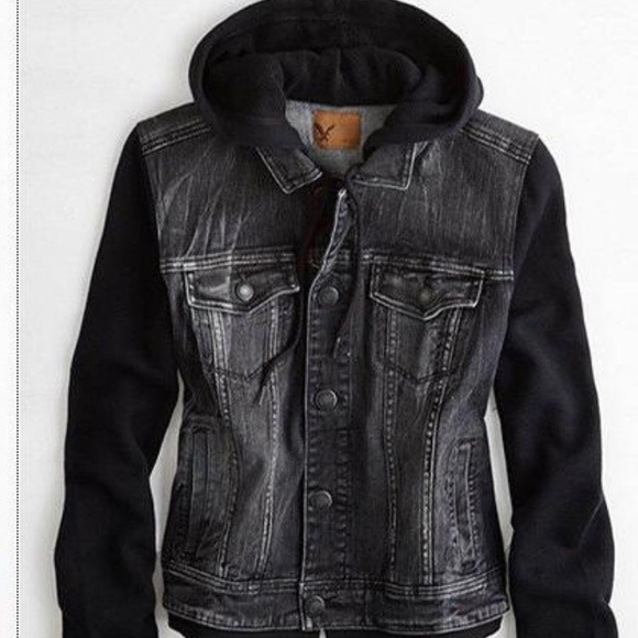 Black jean jacket american eagle Clearance